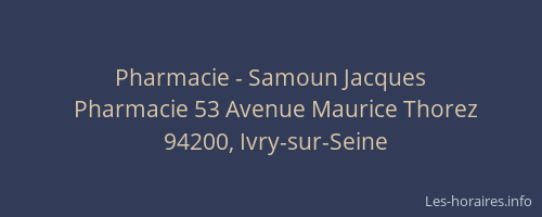 Pharmacie - Samoun Jacques