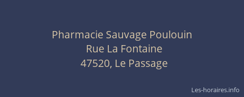 Pharmacie Sauvage Poulouin