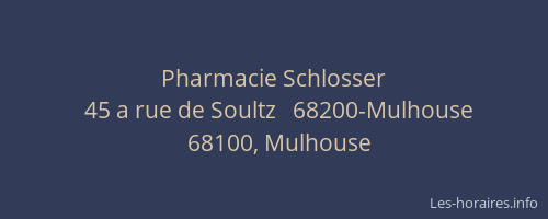 Pharmacie Schlosser