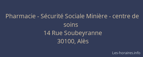Pharmacie - S&eacute;curit&eacute; Sociale Mini&egrave;re - centre de soins