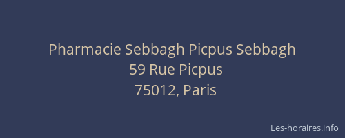 Pharmacie Sebbagh Picpus Sebbagh