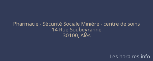 Pharmacie - Sécurité Sociale Minière - centre de soins