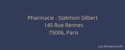 Pharmacie - Slakmon Gilbert