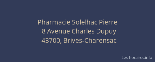 Pharmacie Solelhac Pierre