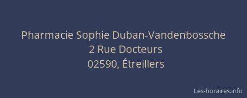 Pharmacie Sophie Duban-Vandenbossche