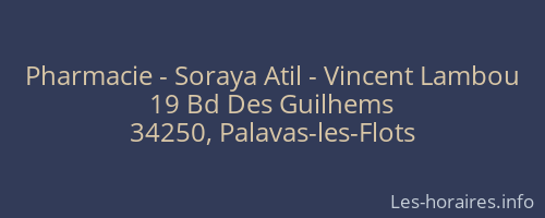 Pharmacie - Soraya Atil - Vincent Lambou