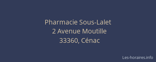 Pharmacie Sous-Lalet