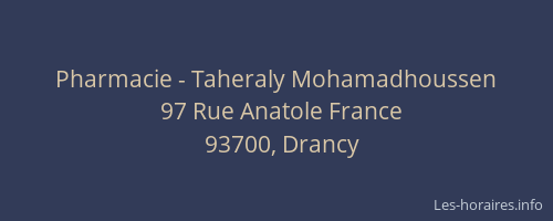 Pharmacie - Taheraly Mohamadhoussen