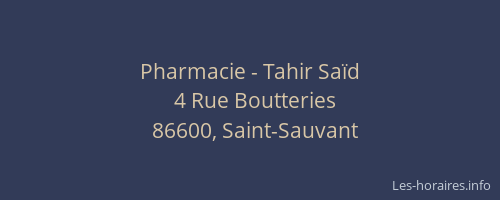 Pharmacie - Tahir Saïd