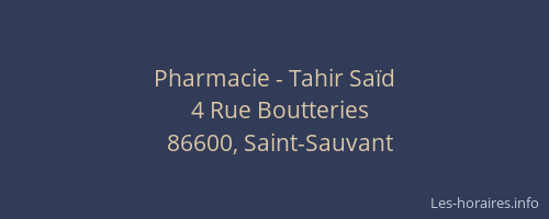Pharmacie - Tahir Sa&iuml;d