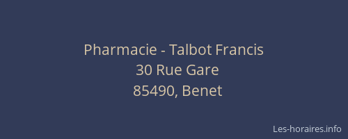 Pharmacie - Talbot Francis