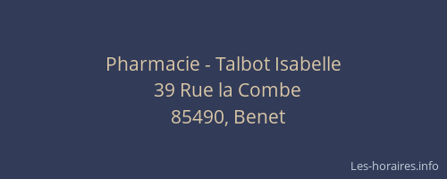 Pharmacie - Talbot Isabelle
