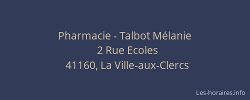 Pharmacie - Talbot M&eacute;lanie