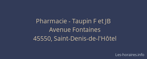 Pharmacie - Taupin F et JB