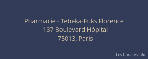 Pharmacie - Tebeka-Fuks Florence