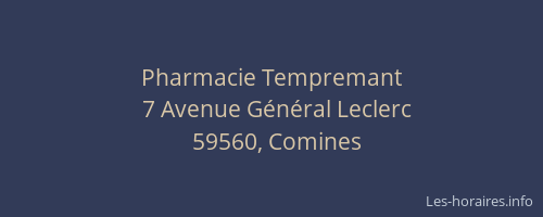 Pharmacie Tempremant