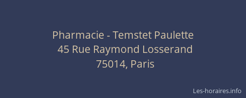 Pharmacie - Temstet Paulette