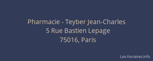 Pharmacie - Teyber Jean-Charles