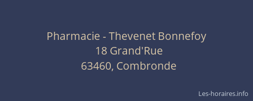 Pharmacie - Thevenet Bonnefoy
