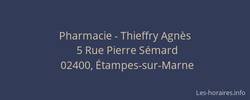 Pharmacie - Thieffry Agnès