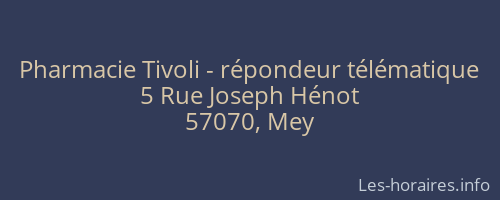 Pharmacie Tivoli - répondeur télématique