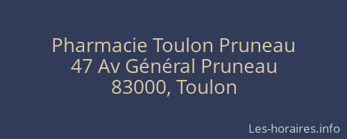 Pharmacie Toulon Pruneau