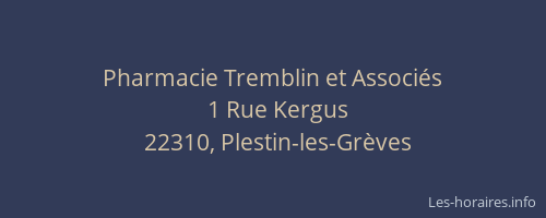 Pharmacie Tremblin et Associ&eacute;s