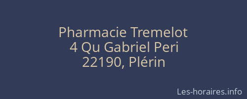 Pharmacie Tremelot