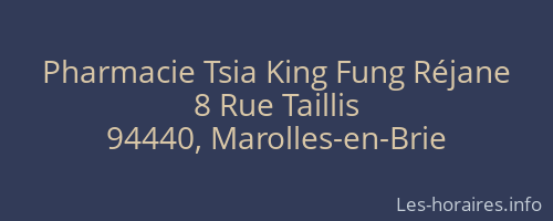 Pharmacie Tsia King Fung Réjane
