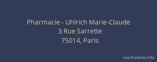 Pharmacie - Uhlrich Marie-Claude