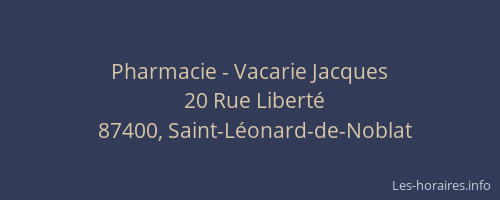 Pharmacie - Vacarie Jacques