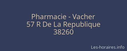 Pharmacie - Vacher