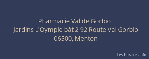 Pharmacie Val de Gorbio