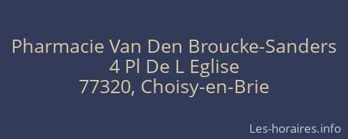 Pharmacie Van Den Broucke-Sanders