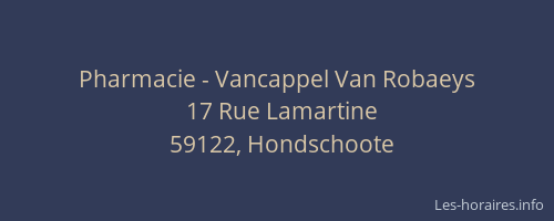 Pharmacie - Vancappel Van Robaeys