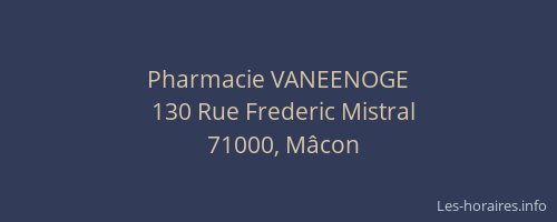 Pharmacie VANEENOGE