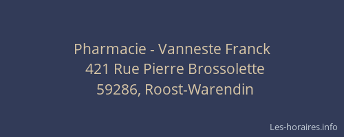 Pharmacie - Vanneste Franck
