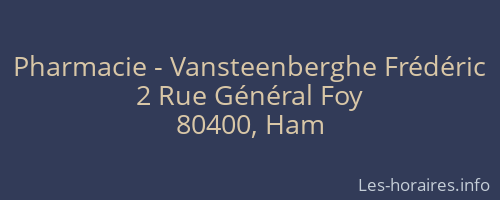 Pharmacie - Vansteenberghe Frédéric