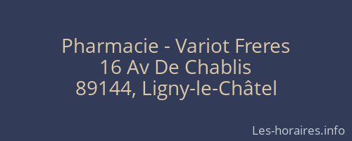 Pharmacie - Variot Freres