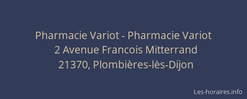 Pharmacie Variot - Pharmacie Variot