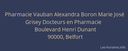 Pharmacie Vauban Alexandra Boron Marie José Grisey Docteurs en Pharmacie