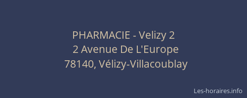 PHARMACIE - Velizy 2