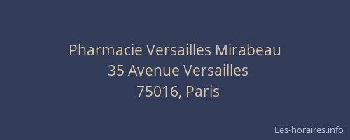 Pharmacie Versailles Mirabeau