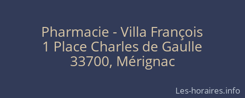 Pharmacie - Villa François