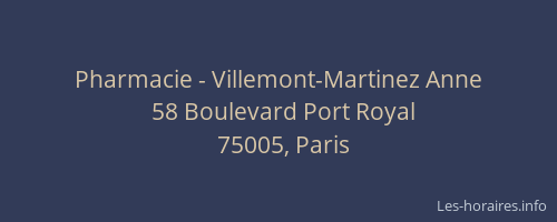 Pharmacie - Villemont-Martinez Anne