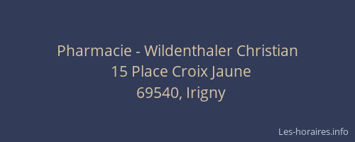 Pharmacie - Wildenthaler Christian