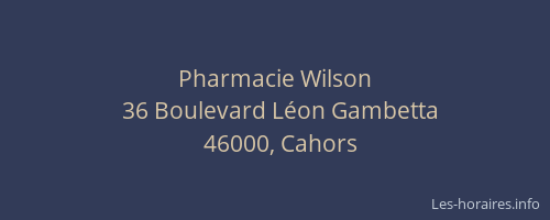 Pharmacie Wilson
