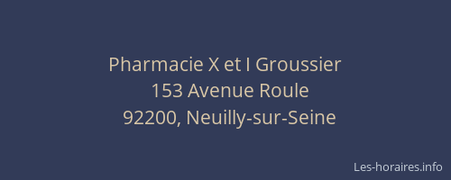 Pharmacie X et I Groussier