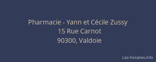Pharmacie - Yann et C&eacute;cile Zussy