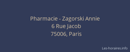 Pharmacie - Zagorski Annie